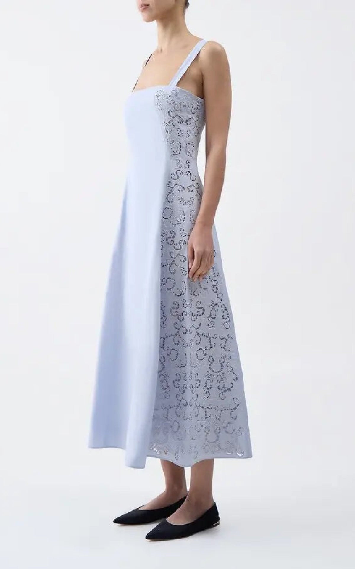 Lenya Dress en bleu clair coton Sea Island popeline