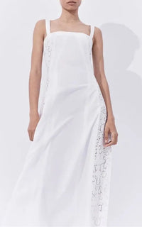 Lenya Dress en blanc coton Sea Island popeline
