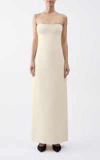 Opus Dress en ivoire structured laine soie cady