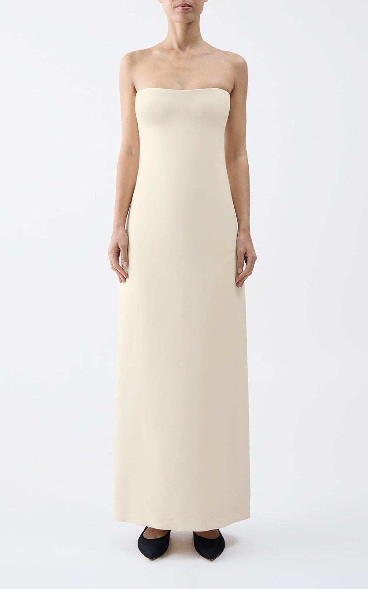 Opus Dress en ivoire structured laine soie cady