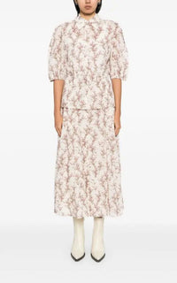 Maude Dress en ivoire / multicolore sea lavender imprimé laine