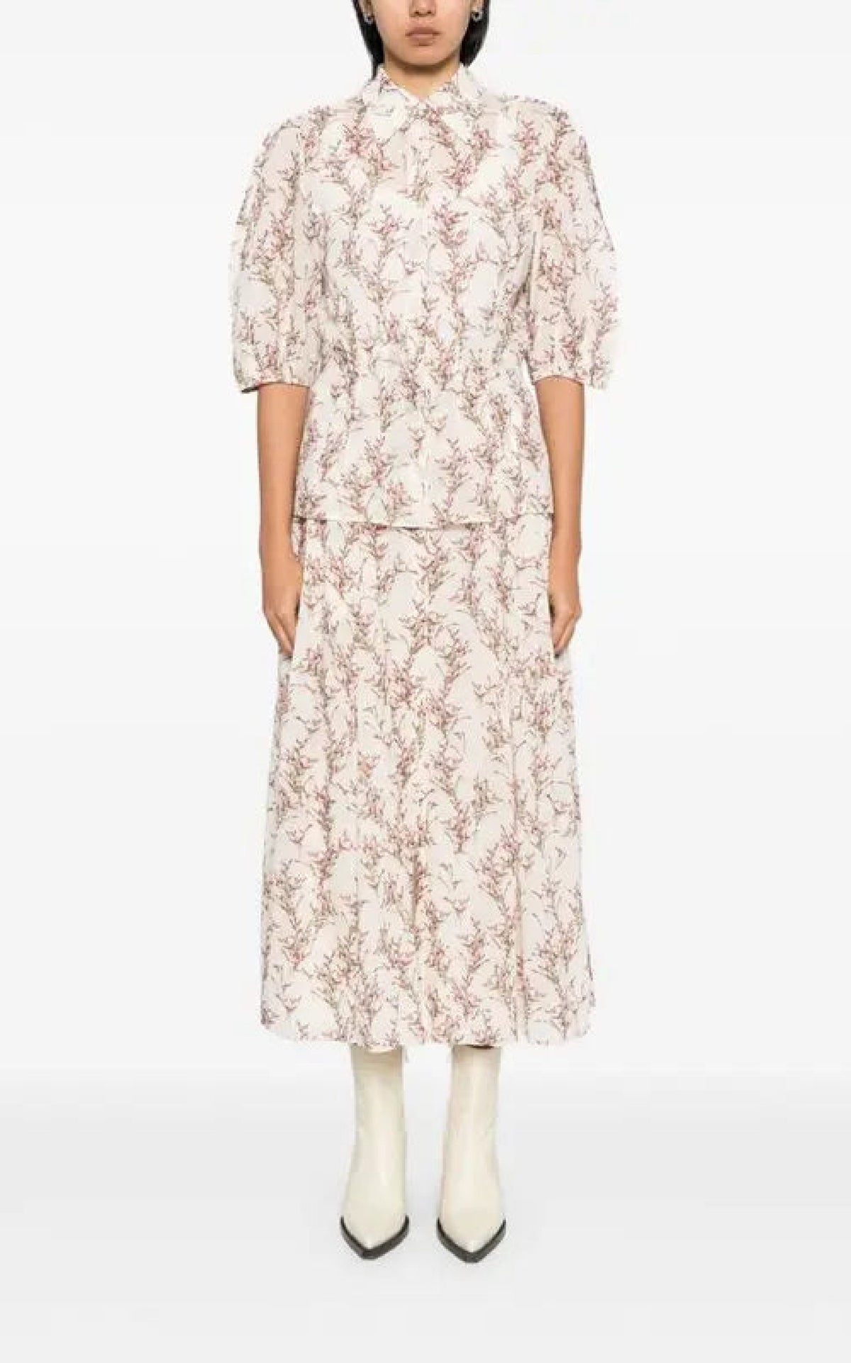 Maude Dress en ivoire / multicolore sea lavender imprimé laine