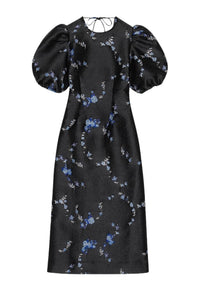 Robe midi à dos nu 3D en jacquard - Black