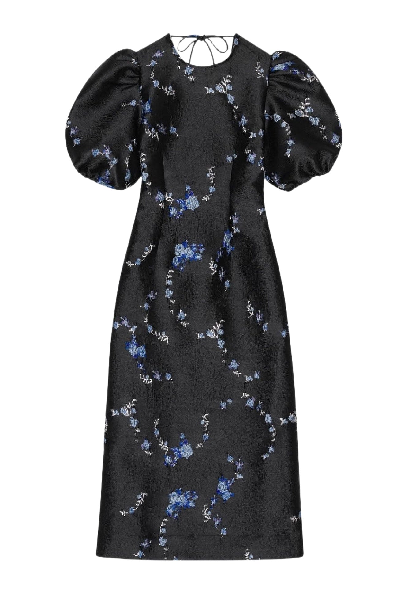 Robe midi à dos nu 3D en jacquard - Black