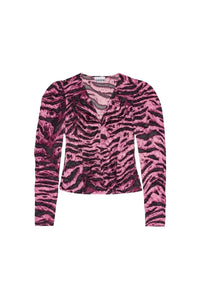Blouse fluide à imprimé animal en satin - Orchid Smoke