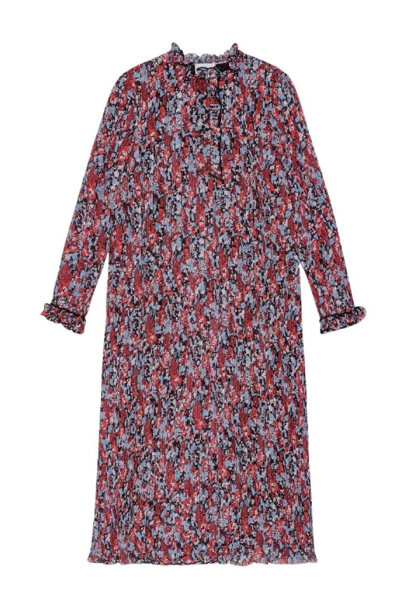 Robe midi en georgette plissée - High Risk Red