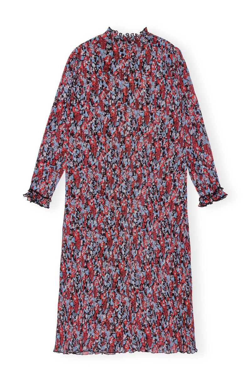 Robe midi en georgette plissée - High Risk Red
