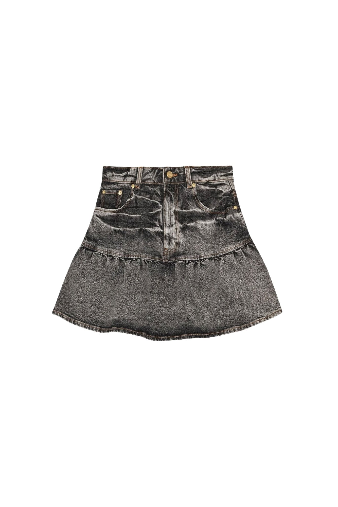 Jupe courte délavé en denim - Black Washed