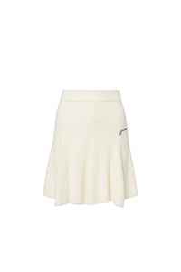 Short skirt in wool and cashmere - Egret