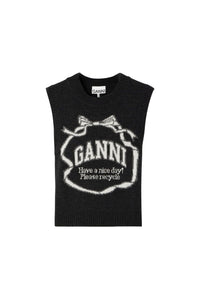 Pull sans manches à motif graphique de nœud en laine - Phantom