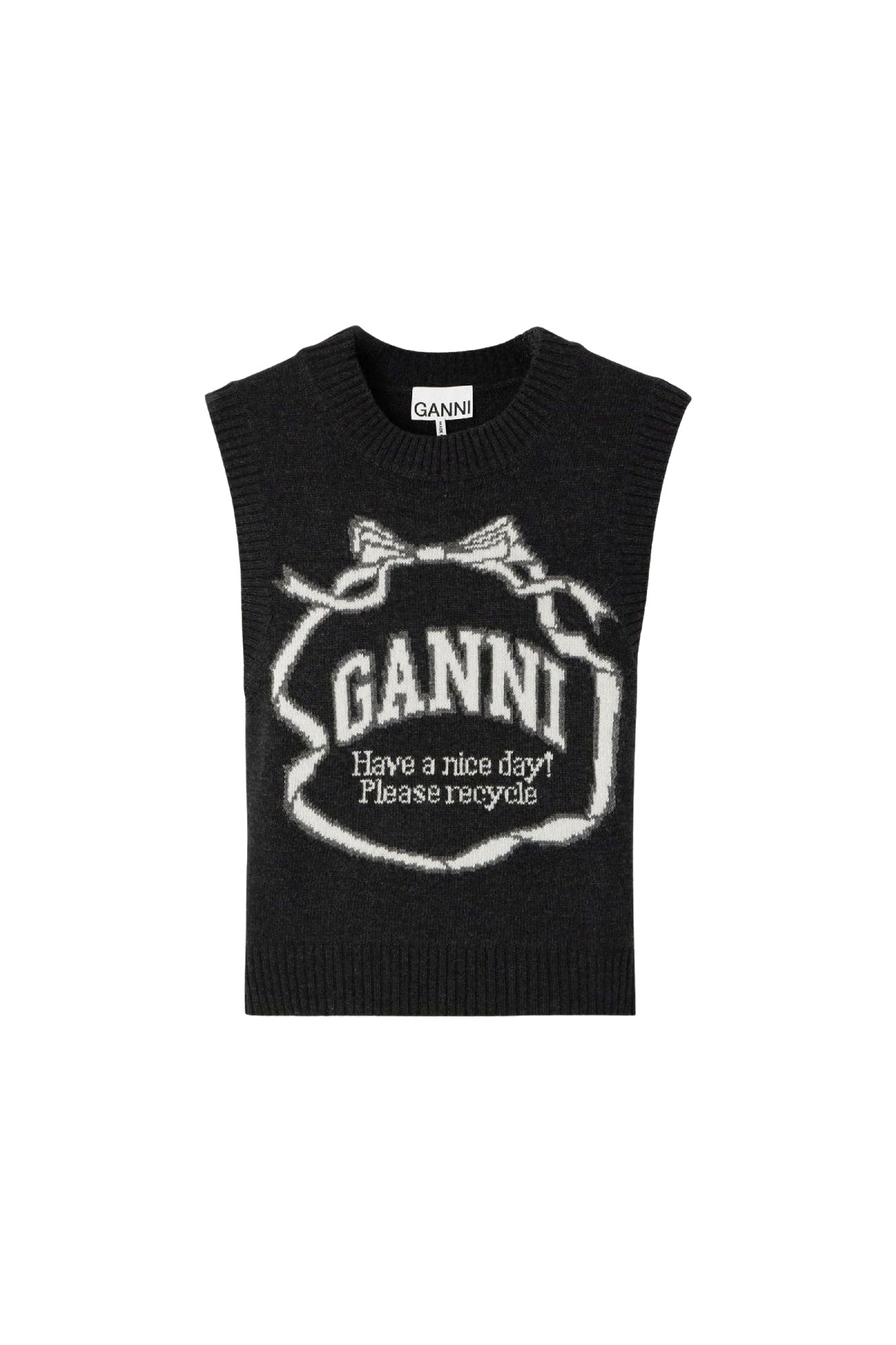 Pull sans manches à motif graphique de nœud en laine - Phantom