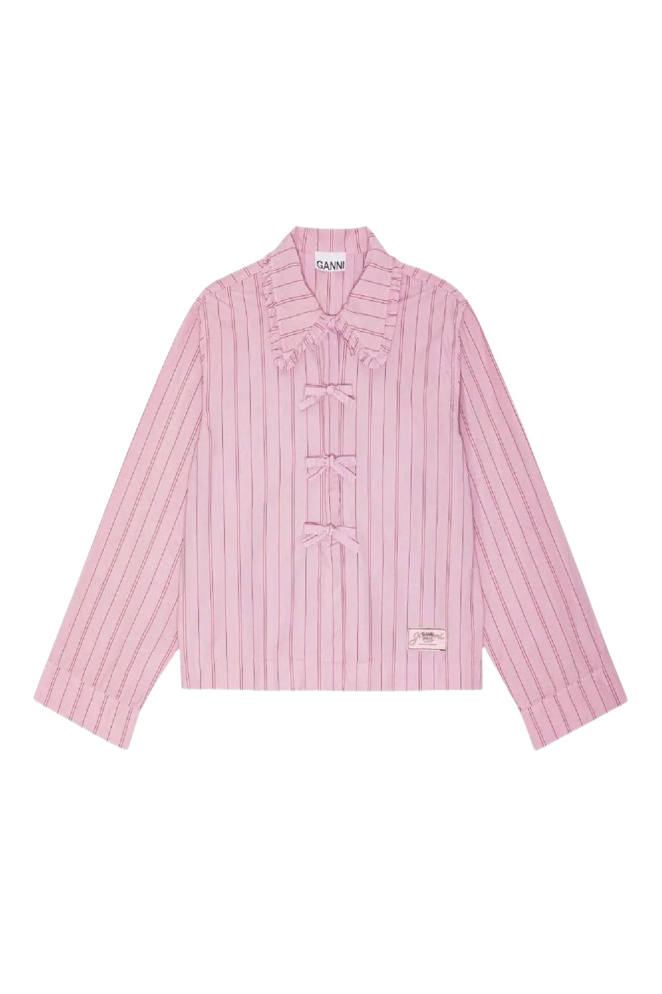 Chemise de pyjama à rayures en coton - Lilac Sachet