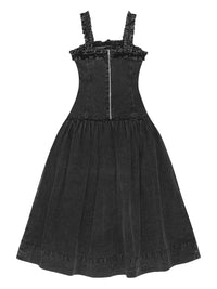 Robe corset délavé en coton - Black