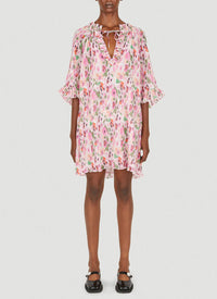 Robe courte à volants en georgette plissée - Sugar Plum