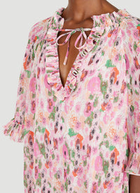 Robe courte à volants en georgette plissée - Sugar Plum