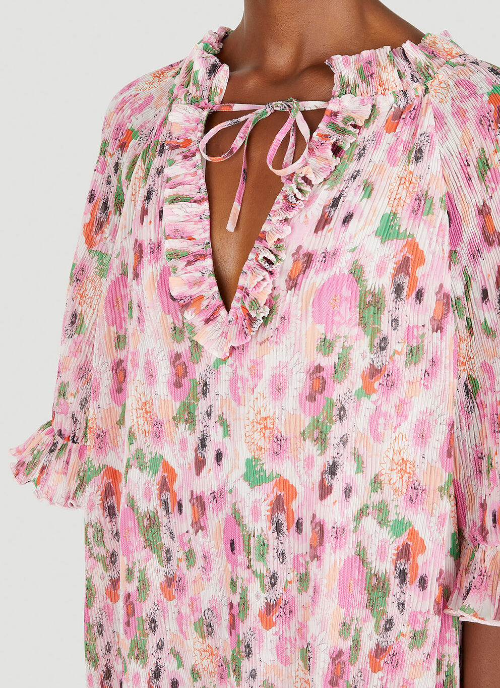 Robe courte à volants en georgette plissée - Sugar Plum