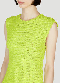 Robe courte à dos ouvert au crochet en velours - Lime Punch