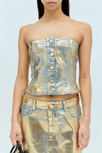 Bustier boutonné scintillant - Gold