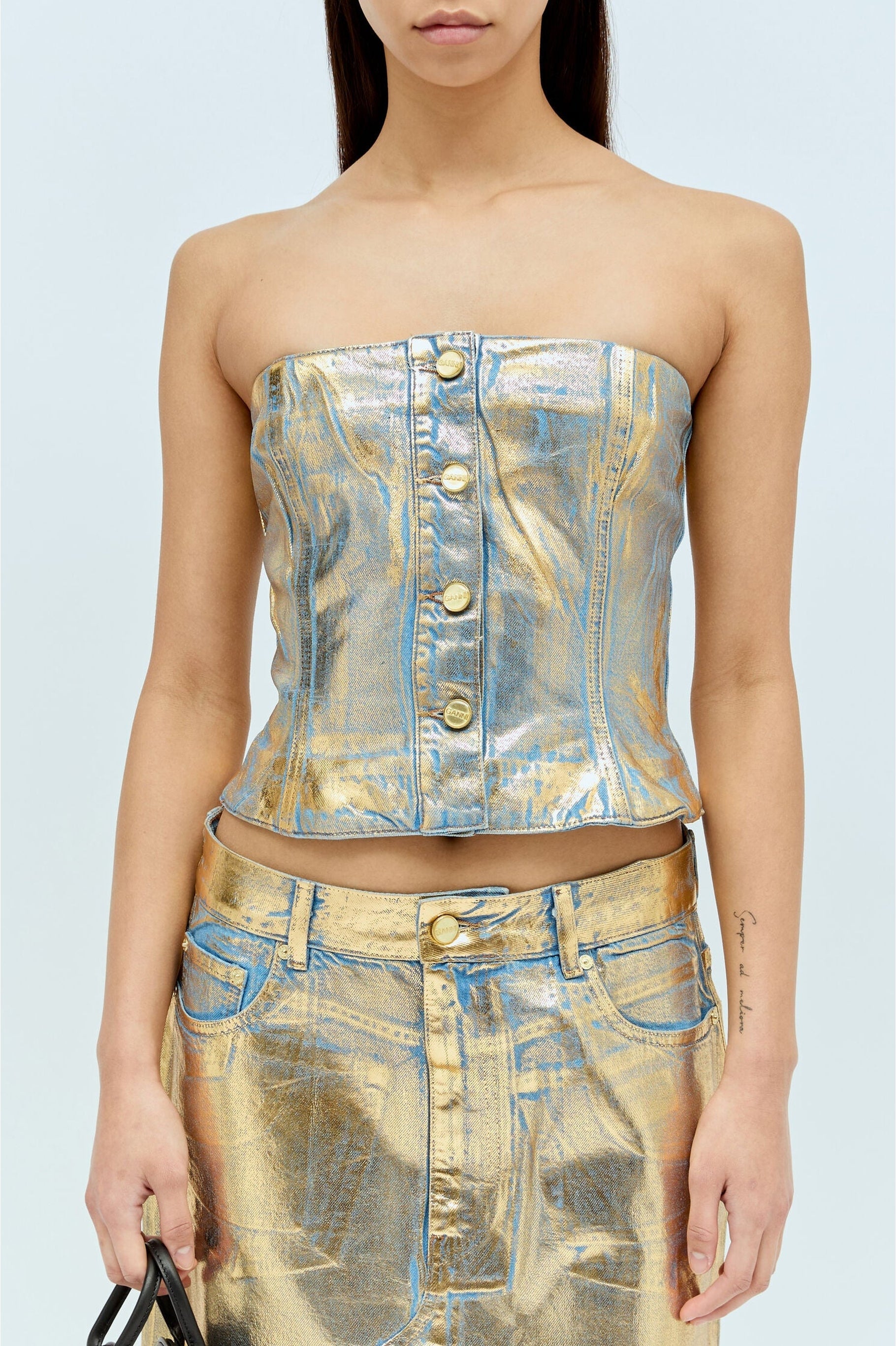 Bustier boutonné scintillant - Gold