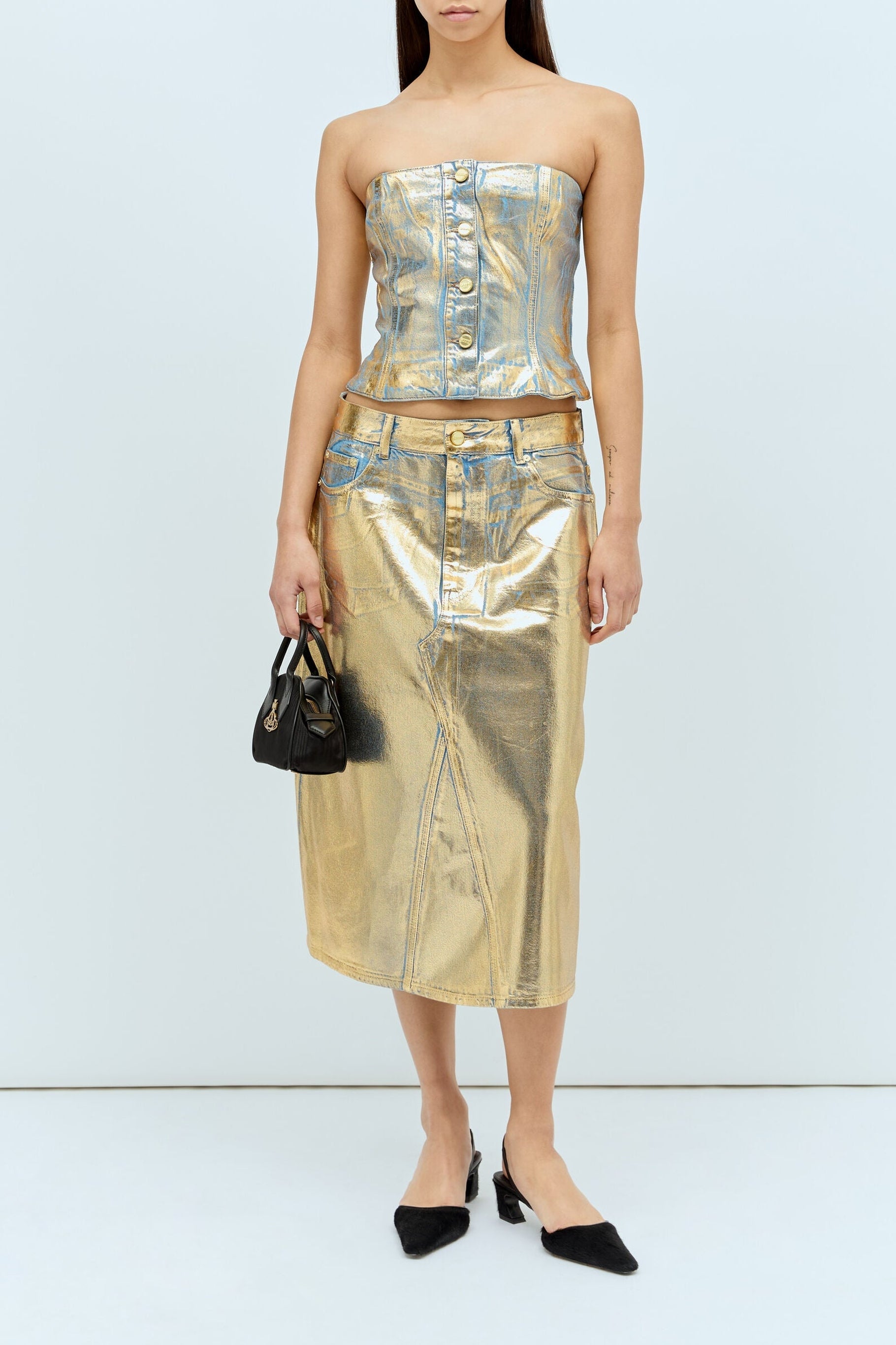 Bustier boutonné scintillant - Gold