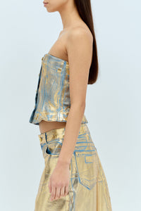 Bustier boutonné scintillant - Gold