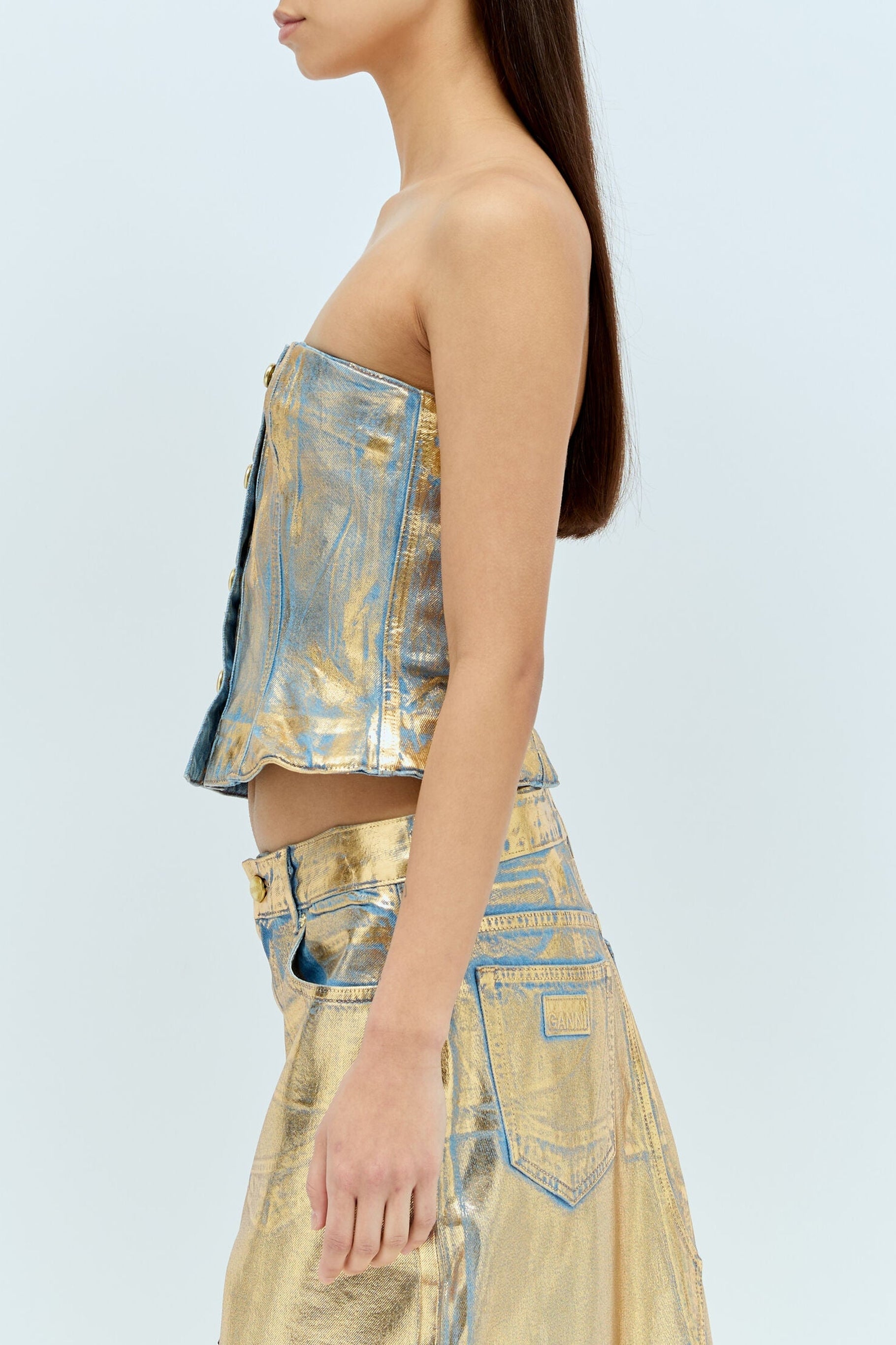 Bustier boutonné scintillant - Gold