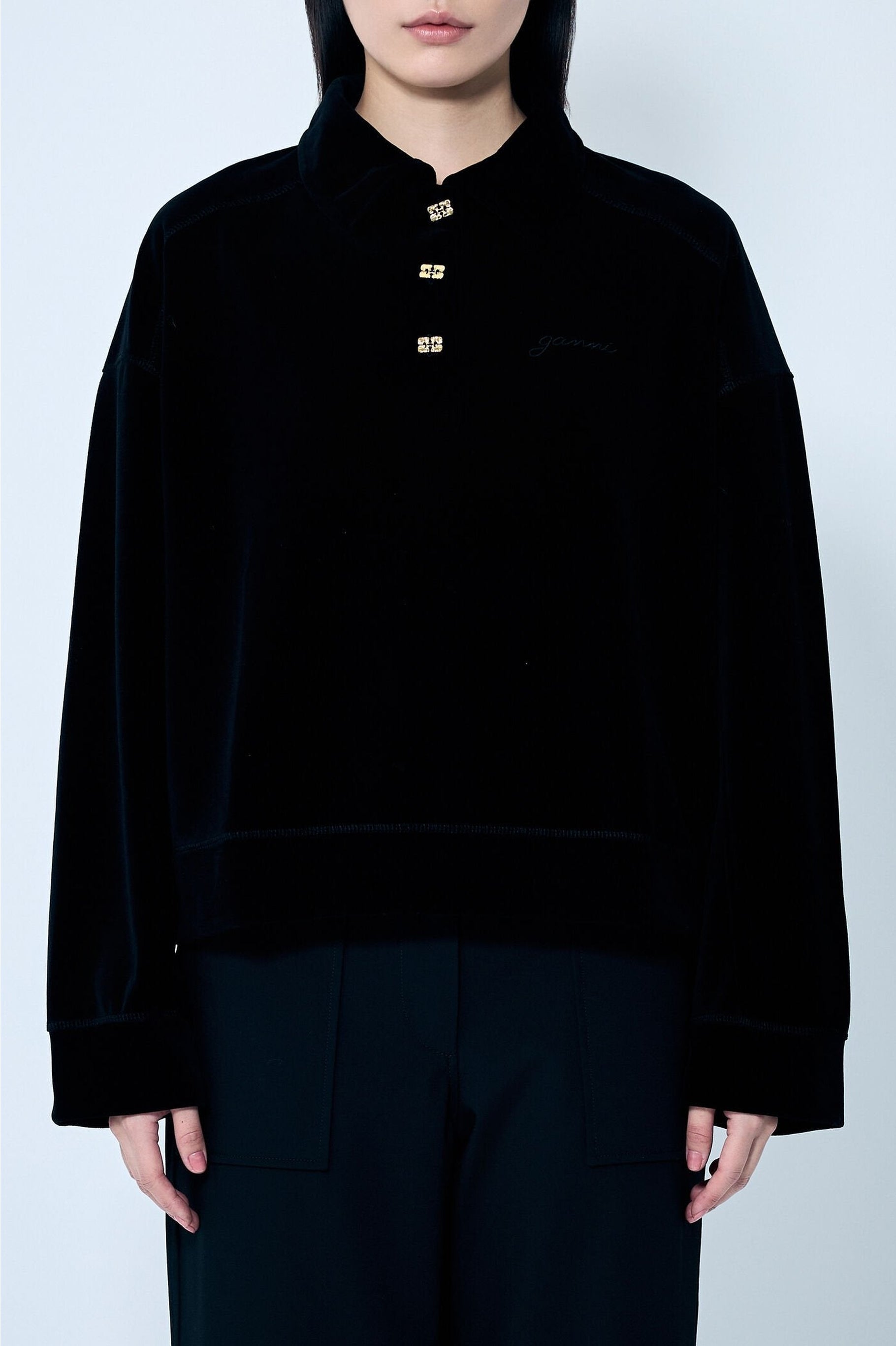 Polo en velours - Black