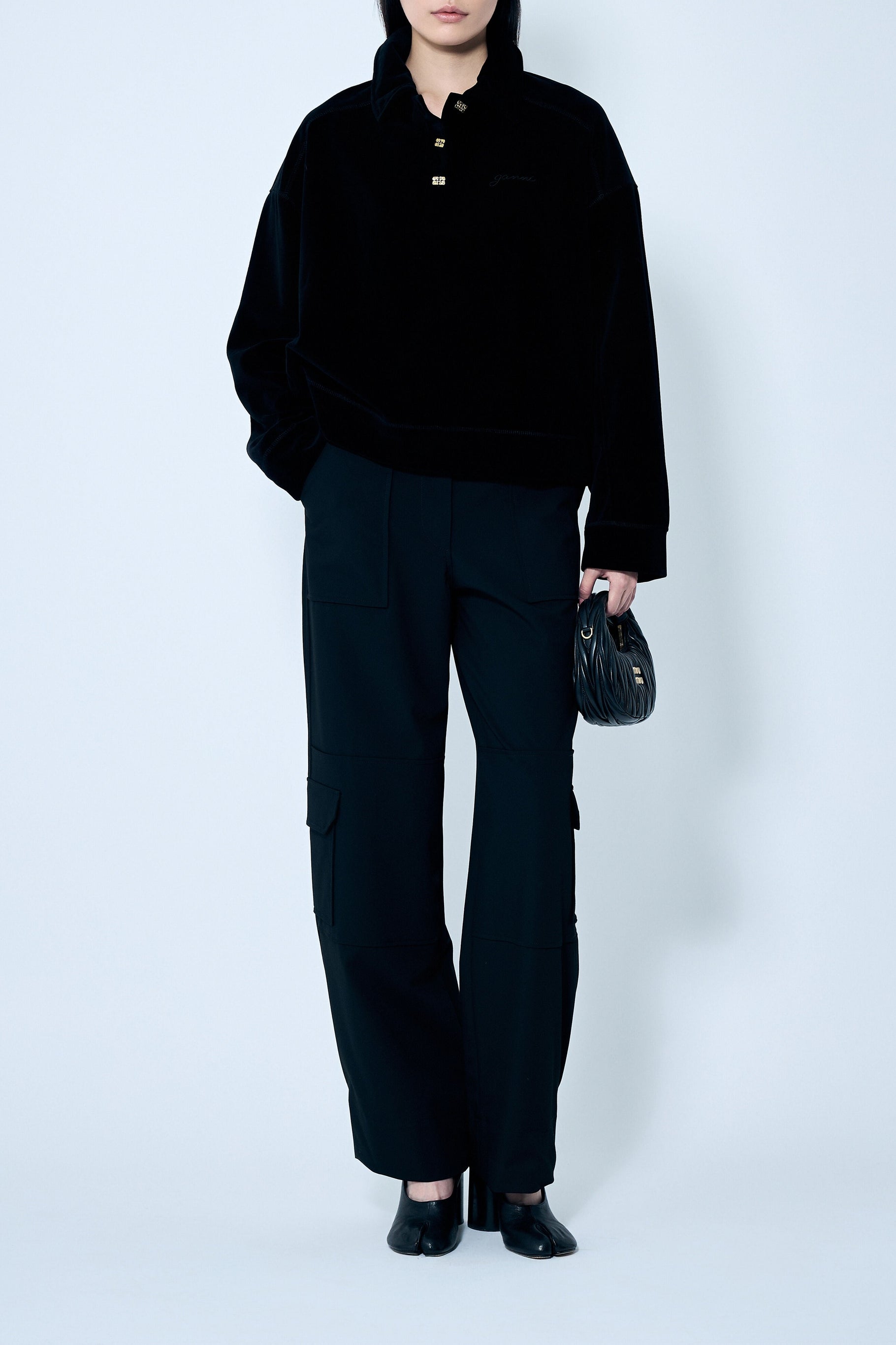 Polo en velours - Black