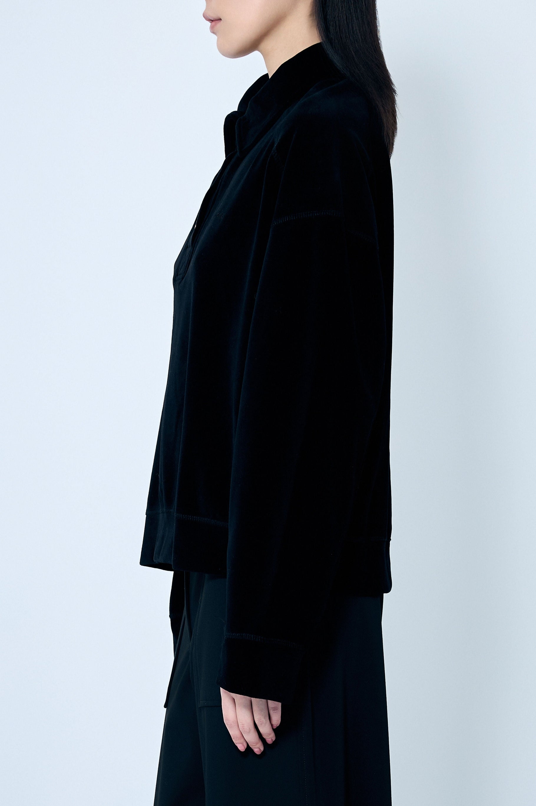 Polo en velours - Black