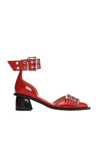 Escarpins ajourés à boucles en coloris - Racing Red