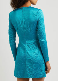 Robe courte croisé effet fluide en satin - Algiers Blue
