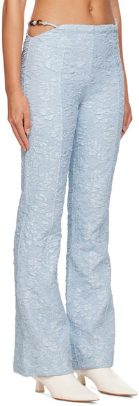 Pantalon évasé en jacquard  - Sky Blue