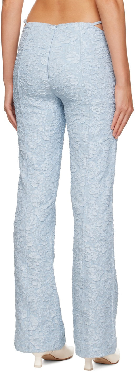 Pantalon évasé en jacquard  - Sky Blue