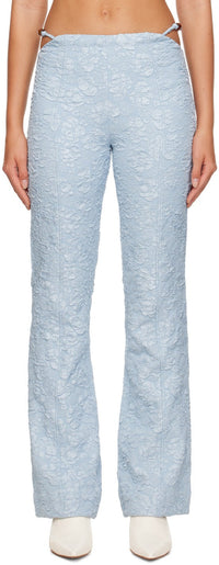 Pantalon évasé en jacquard  - Sky Blue