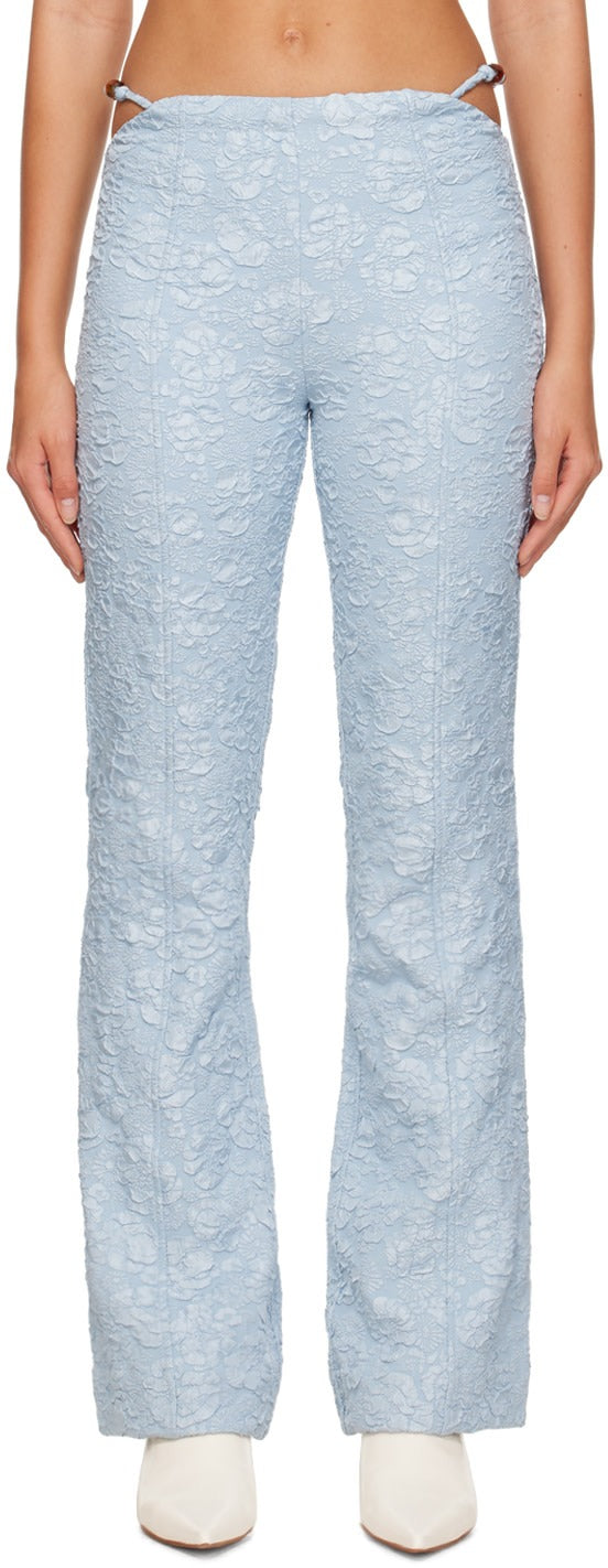 Pantalon évasé en jacquard  - Sky Blue