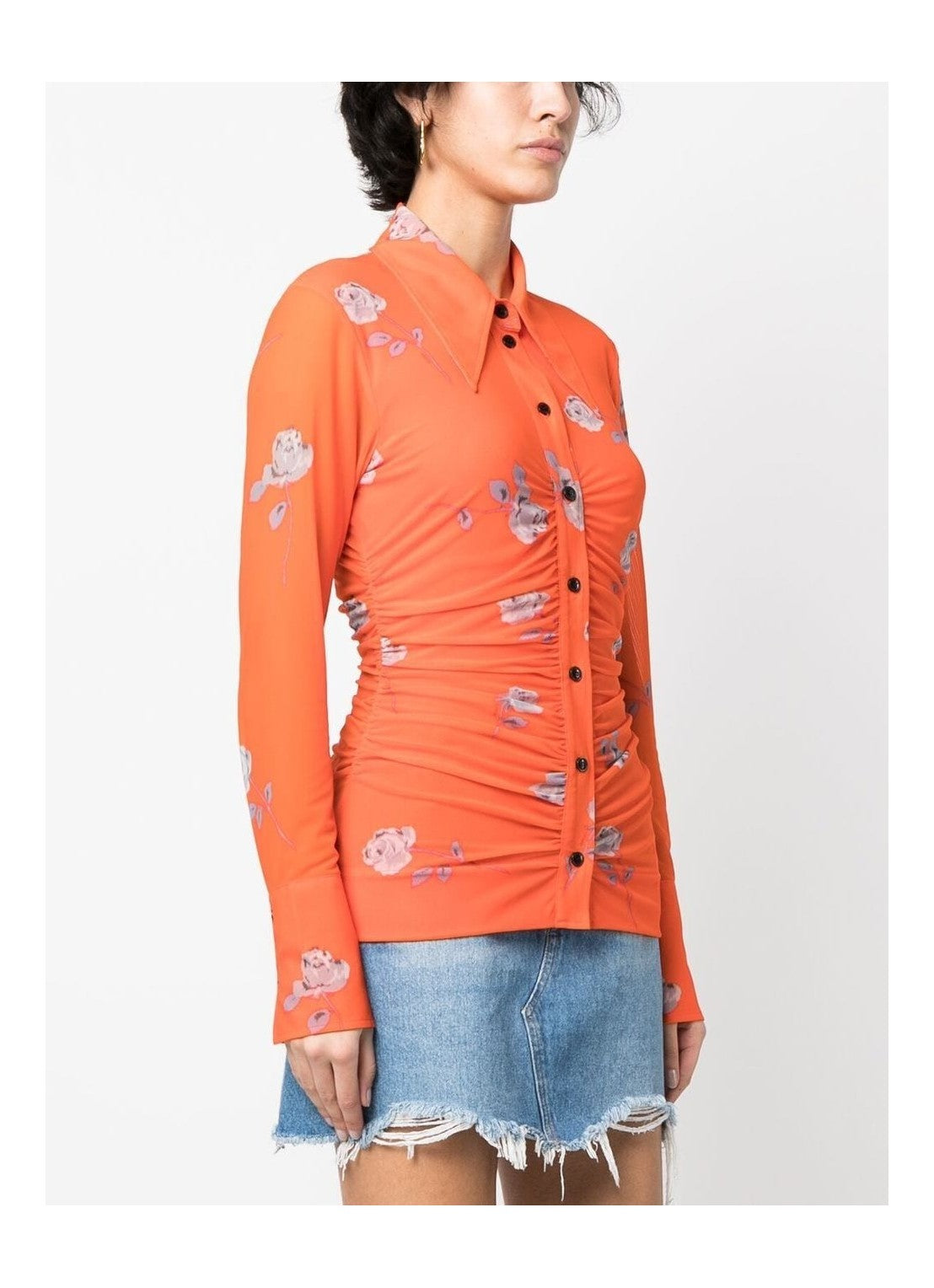Chemise froncée en maille imprimé - Orangeade