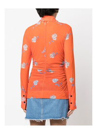 Chemise froncée en maille imprimé - Orangeade