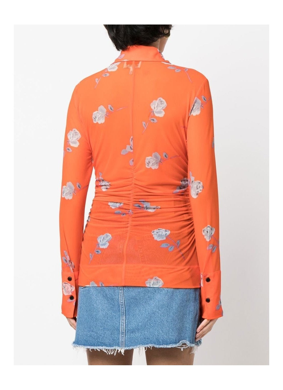 Chemise froncée en maille imprimé - Orangeade