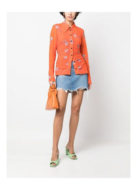 Chemise froncée en maille imprimé - Orangeade