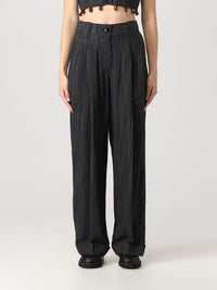 Pantalon à plis rayé drapé - Black