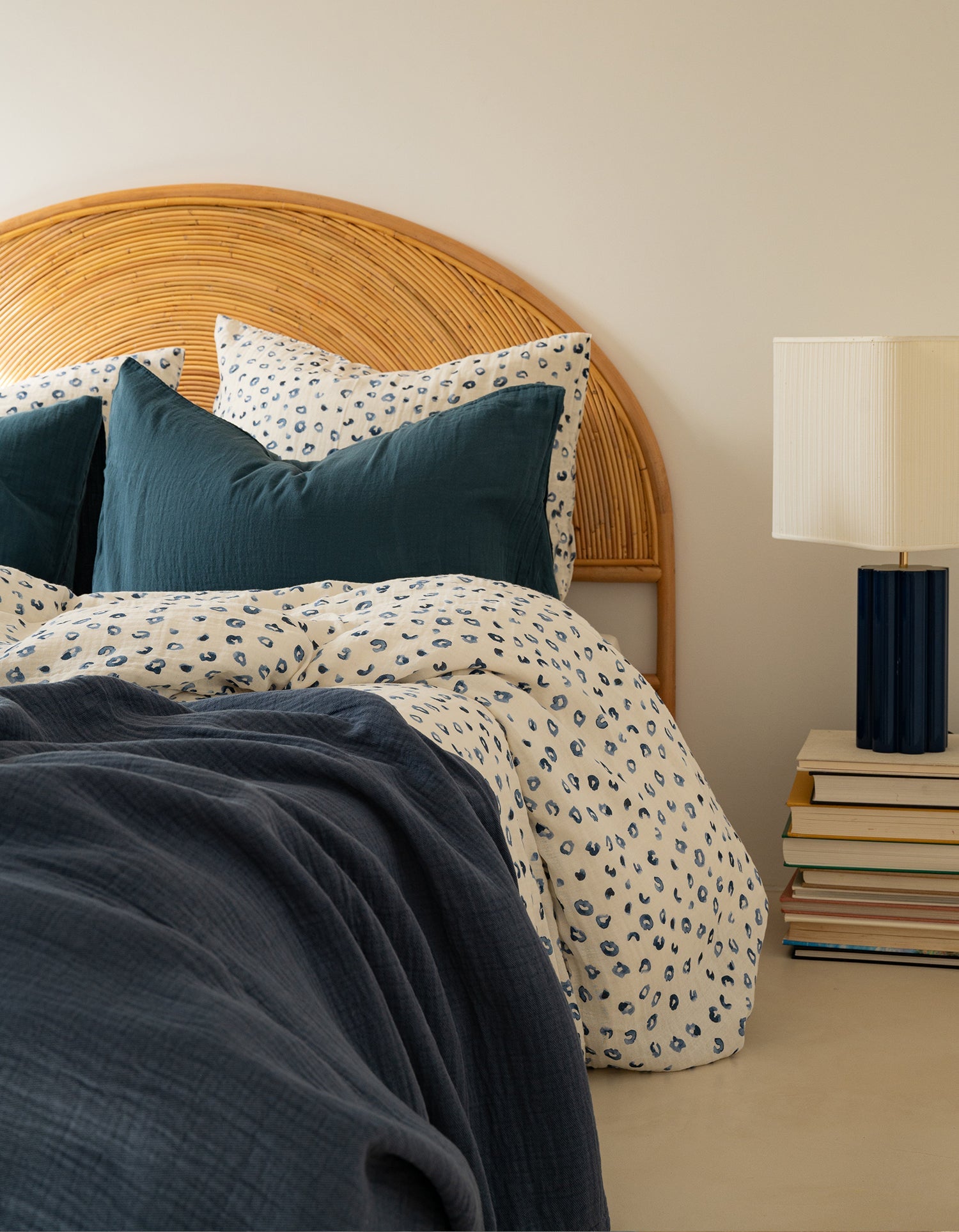 Pillowcases in double-ply cotton gauze - Blue Léo