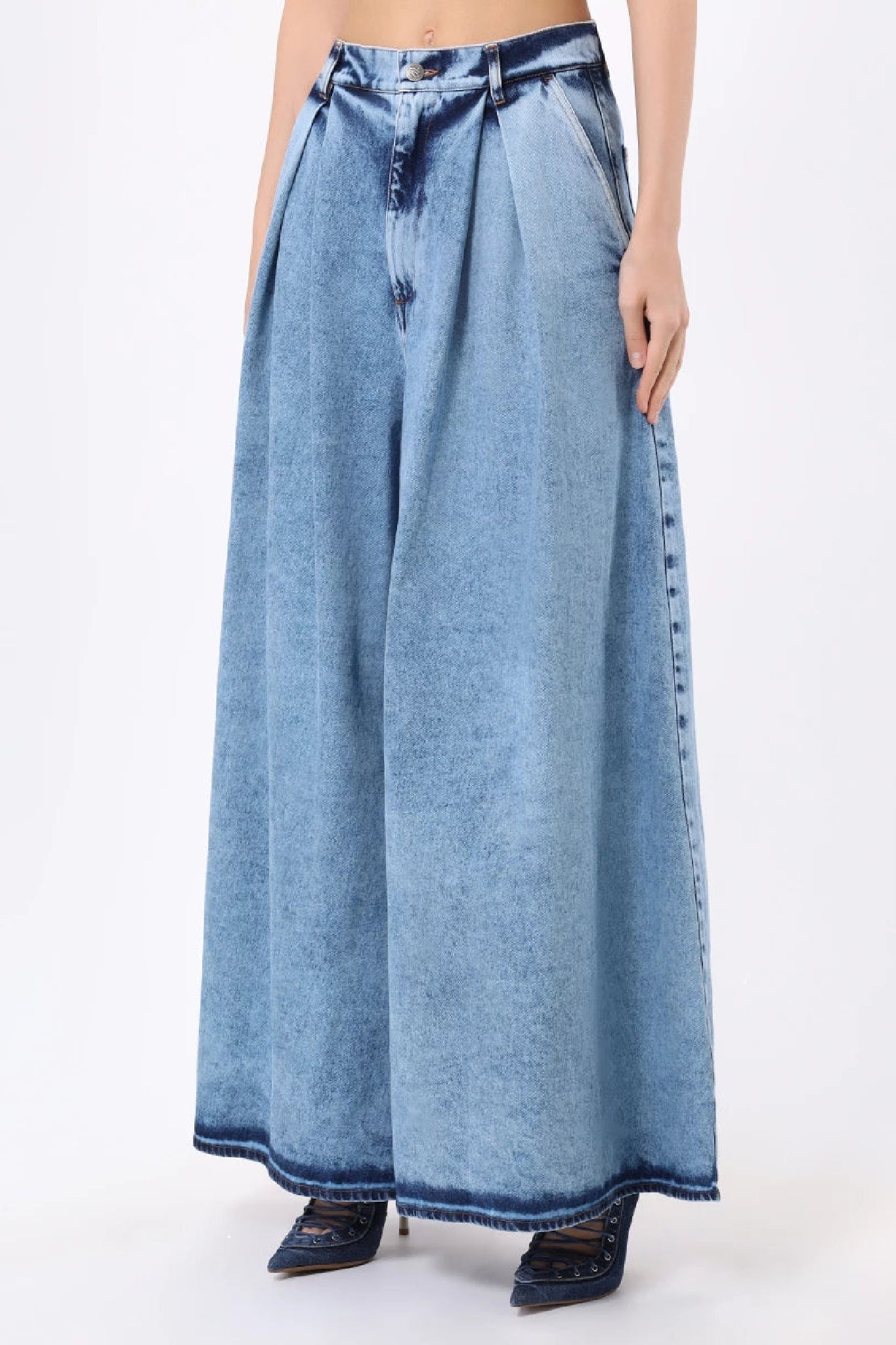 Pantalon maxi effet marbré - Blue