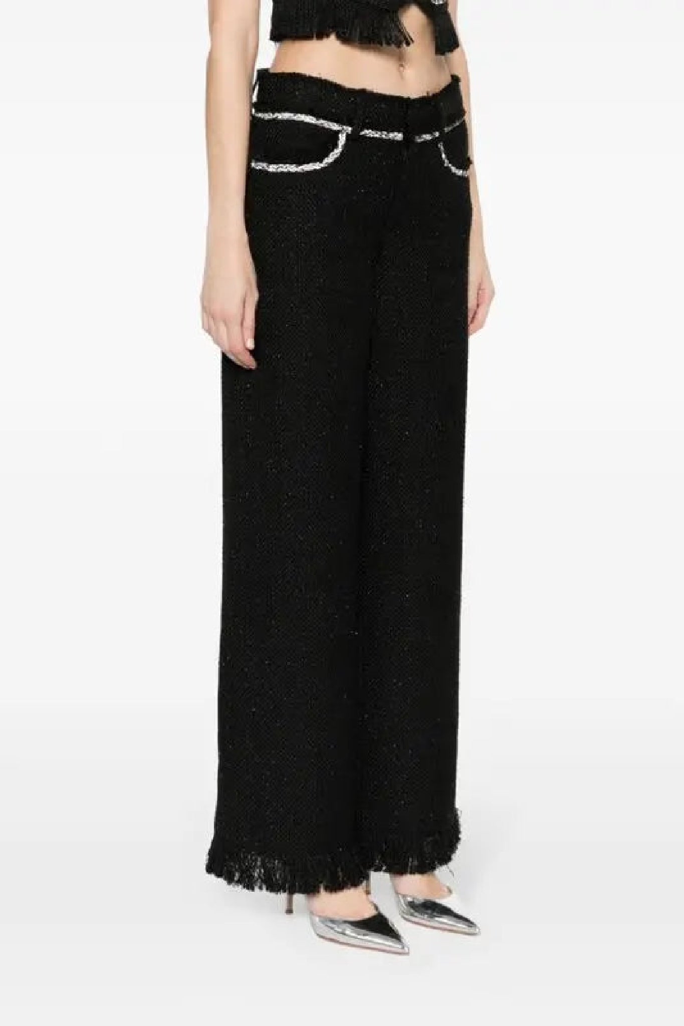 Pantalon large en maille texturée - Black