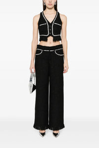 Pantalon large en maille texturée - Black