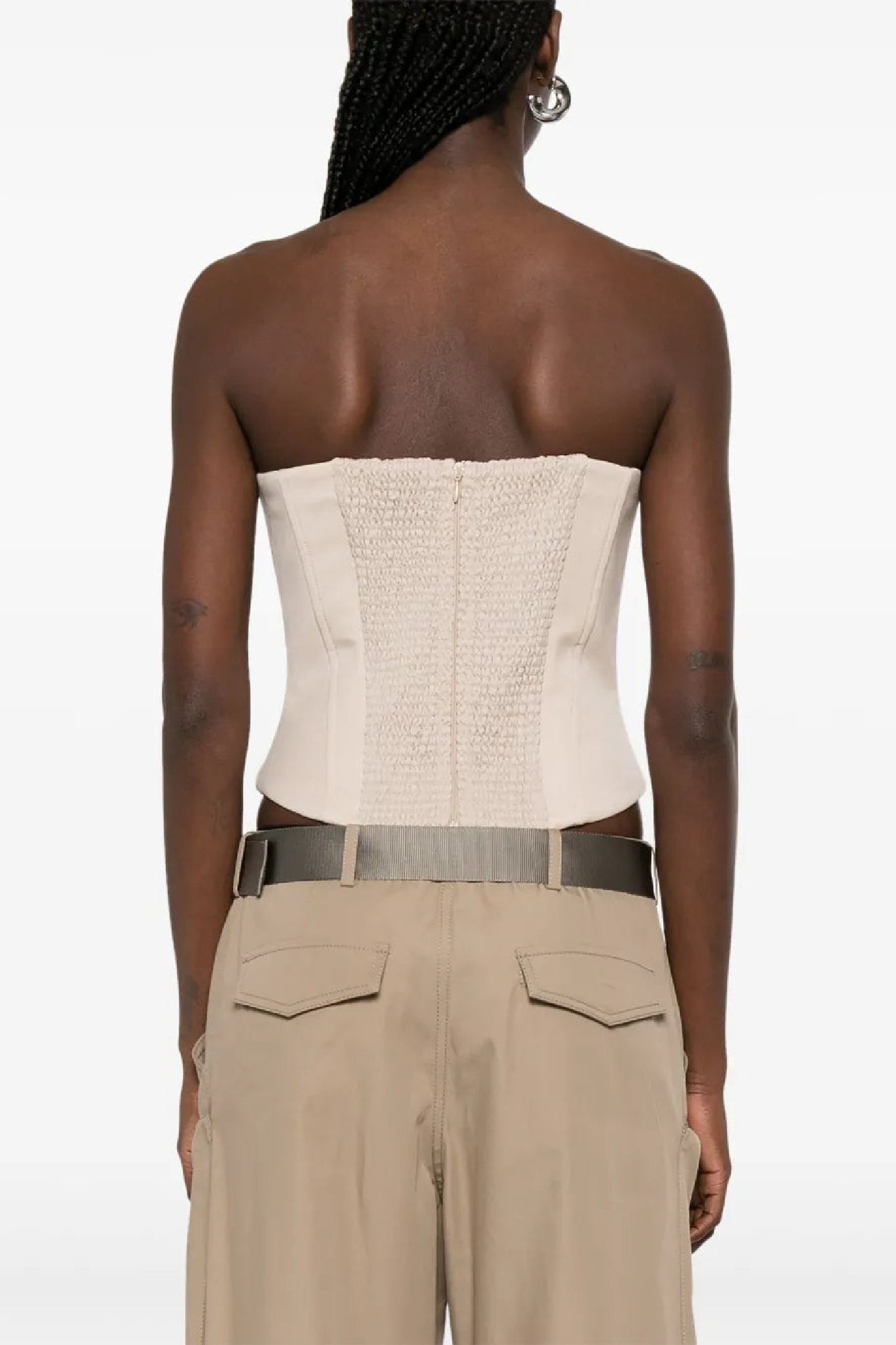 Top bustier effet corset en laine - Camel