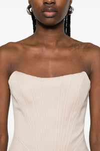 Top bustier effet corset en laine - Camel