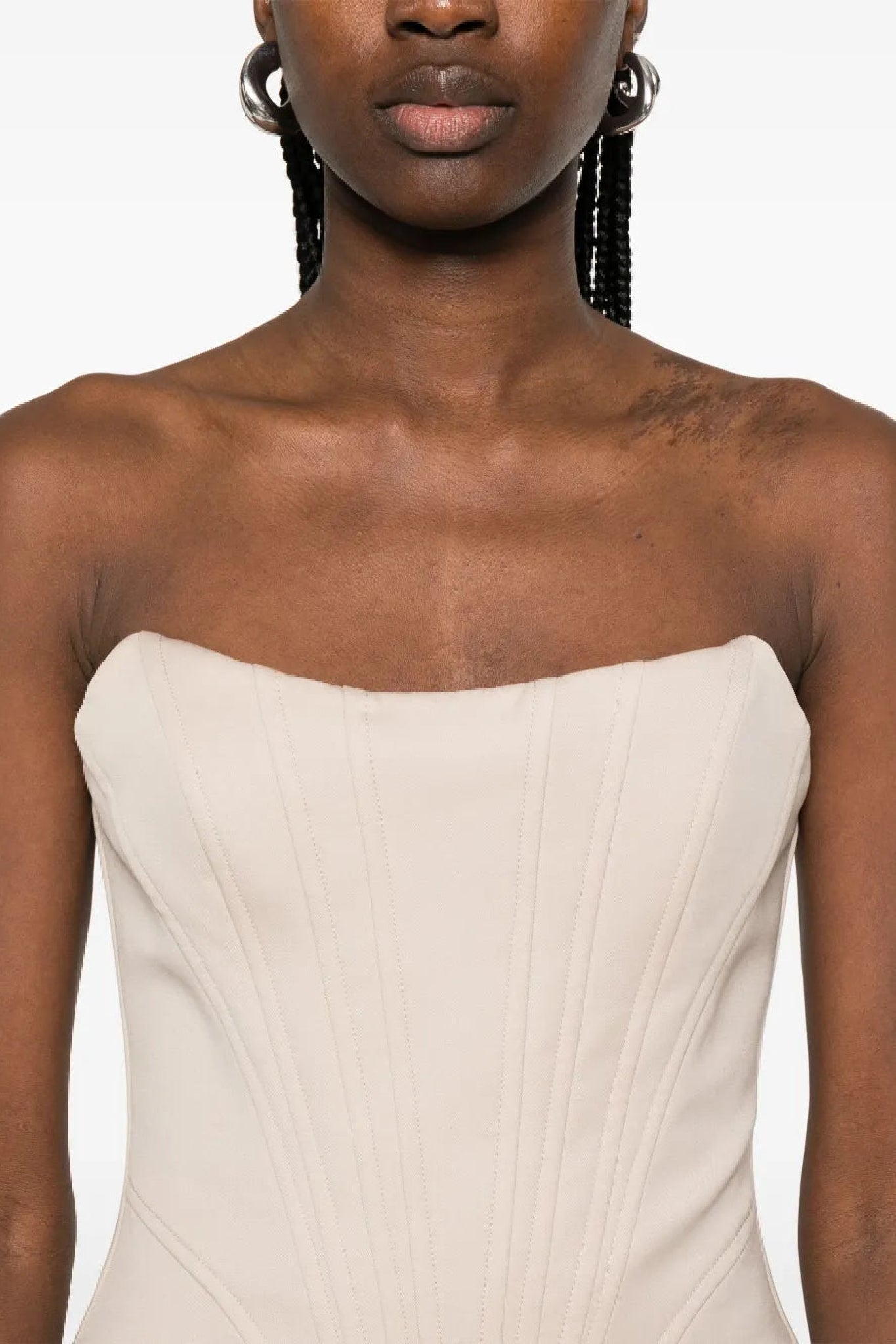 Top bustier effet corset en laine - Camel