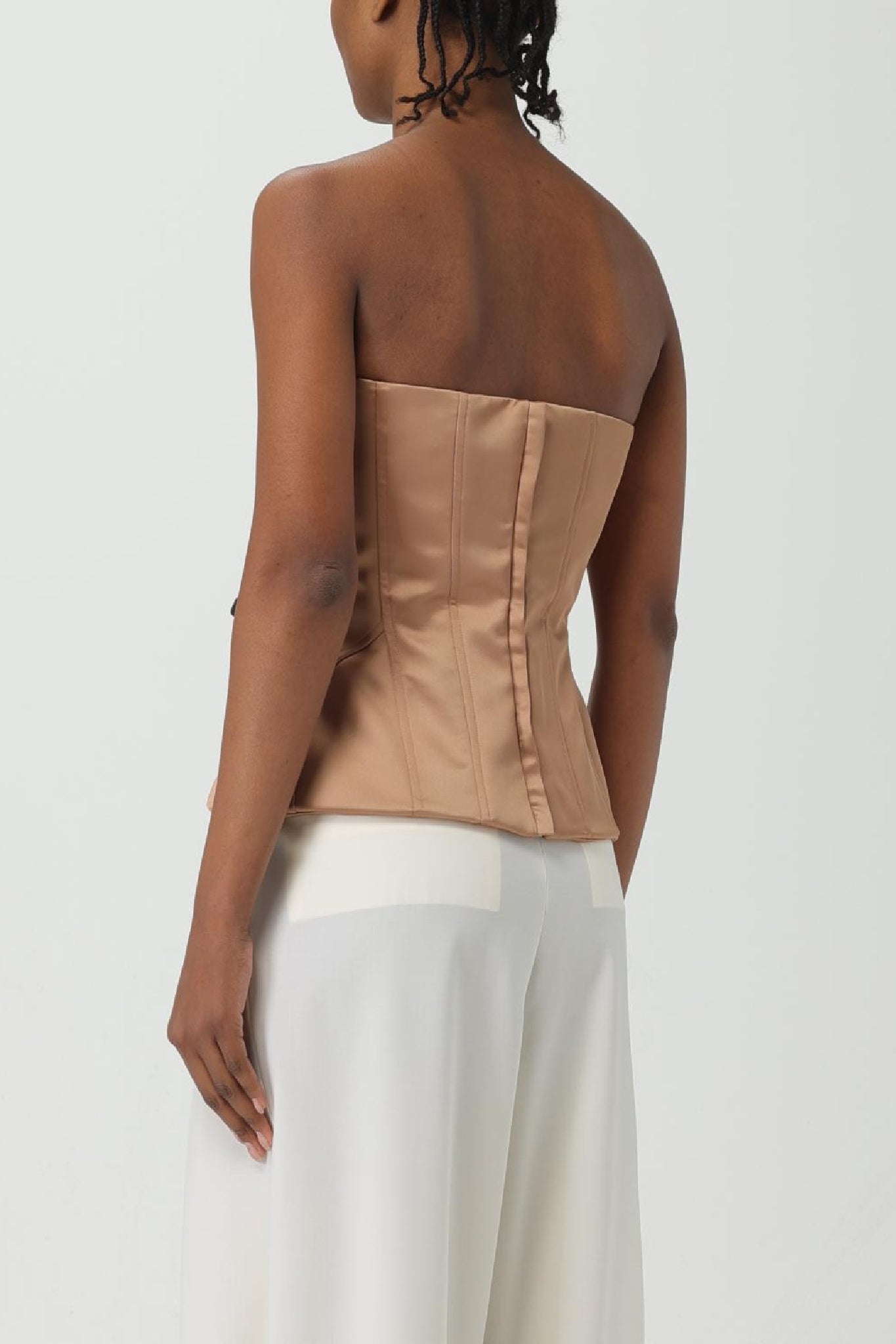 Satin corset bustier - Camel
