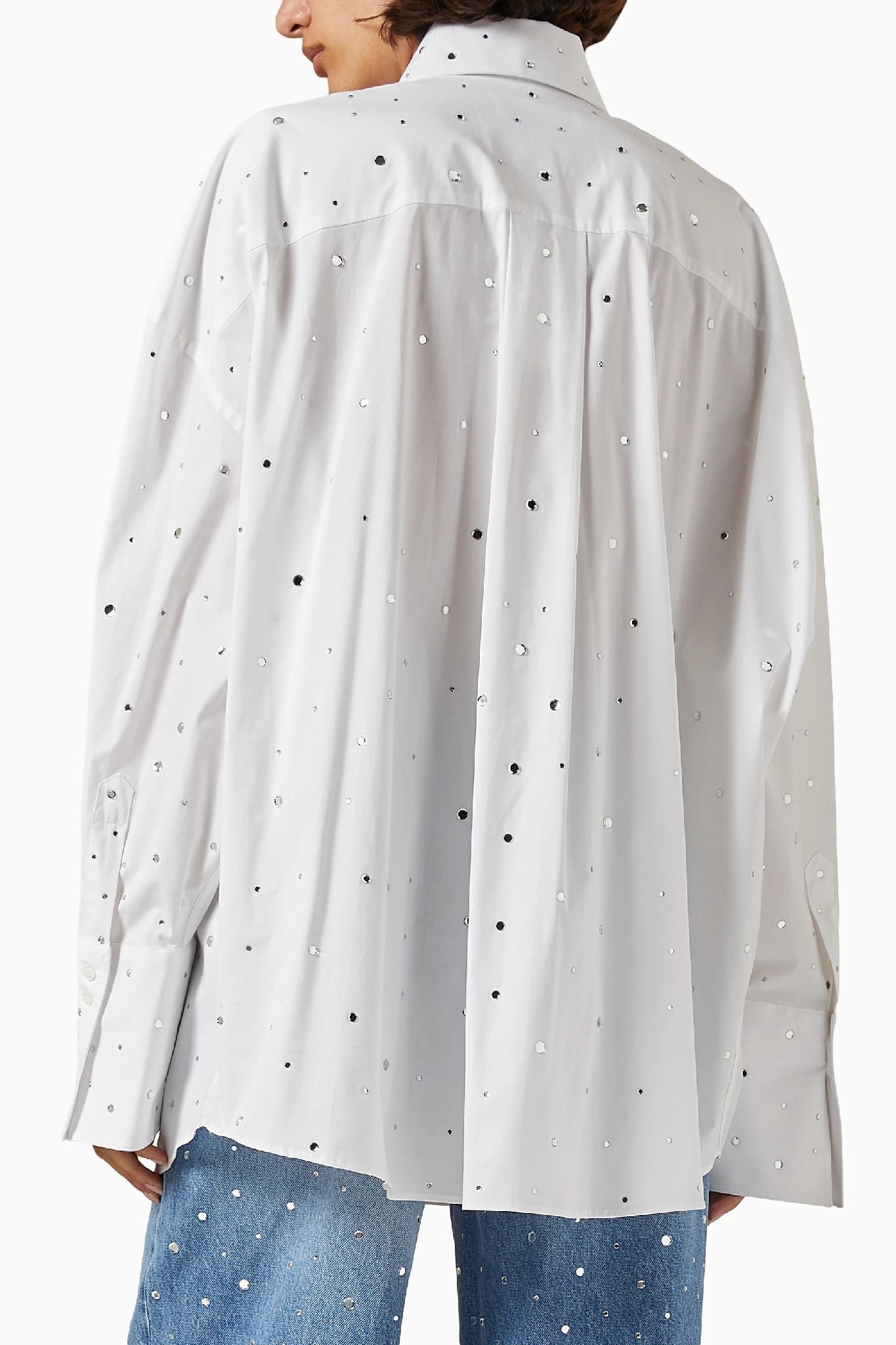 Chemise oversize à détails miroir - White