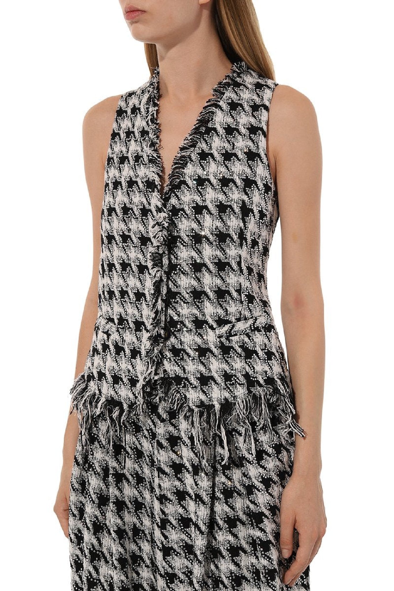 Gilet sans manches pied-de-poule - White & Black